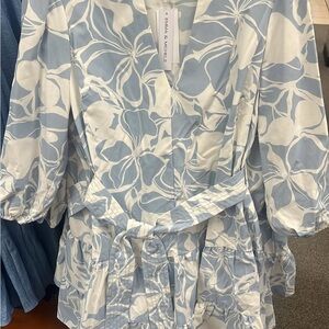 Emma & Michele Light Blue and White Patterned Dress